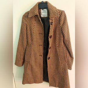 Vtg Urban Behavior Pea Coat Wool Blend with Brown and Orange Accents Unisex Coat